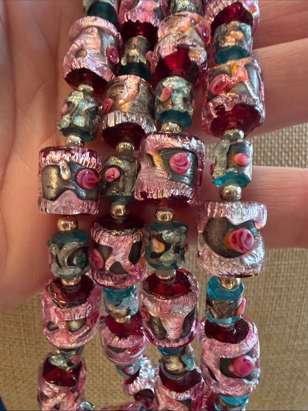 Vintage Venetian Murano Wedding Cake Necklace - Picture 5 of 5
